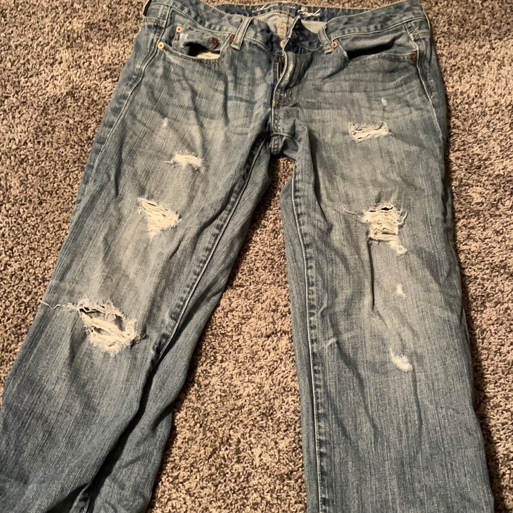 American Eagle boy fit destructed jeans